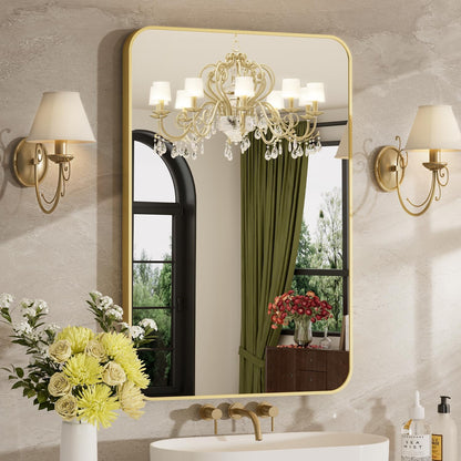 24"x36" bathroom mirror for over sink, brushed gold, main product view