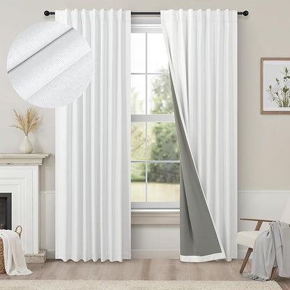 78 Inch Long Linen Textured Blackout Curtains 2 Panels Set by Pitalk