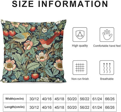 William Morris Floral Original Throw Pillow Covers Boho Chic Retro Floral Bird - Image 2