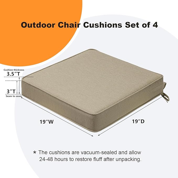 Square Corner Seat Cushions, Indoor Outdoor Water Repellent Universal Chair Pads - Image 5