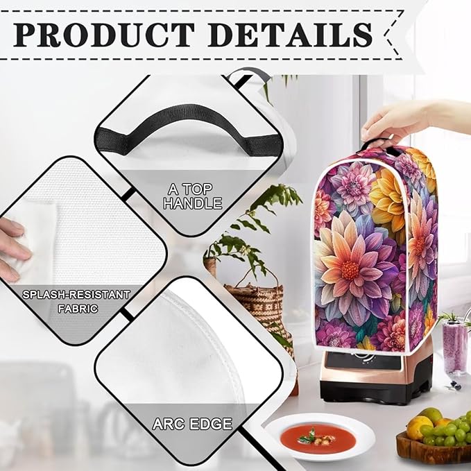Bright Blossoms Dust Cover for Coffee Maker Boho Mandala Floral Kitchen Blender - Image 3