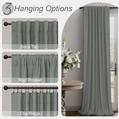 Office Curtains for Windows 102 Inches Long 2 Panel Set Blackout Back Tab - Image 6