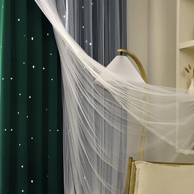Kinryb Decorative Star Cut-Out Blackout Curtains Room Decor Curtain 84 Inch - Image 3