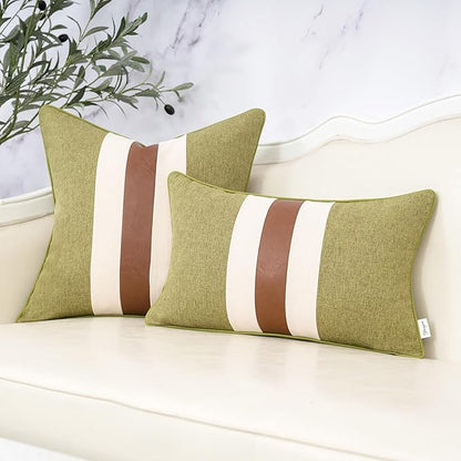 Yangest Patchwork Pillow Cover 20x20 Inch Luxury Cotton and Linen Cushion Cover - Image 5