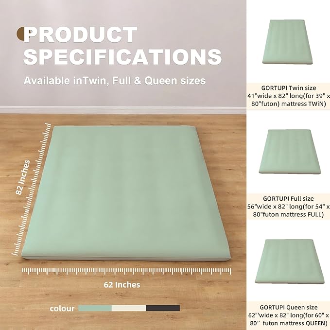 Floor Futon Cover Twin Size 82" L x 41" W Japanese Floor Futon Mattress - Image 5