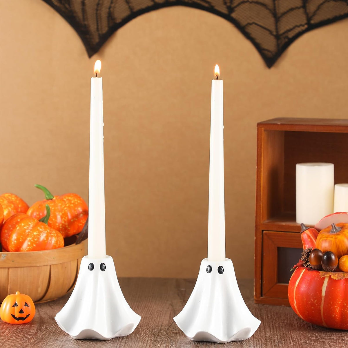 Conelist 2 Pcs Halloween Ghost Candle Holders Ceramic