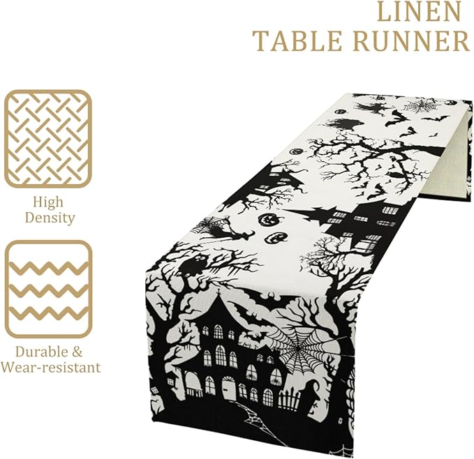 Halloween Table Runner, Linen Table Runner, Spider Pumkin Table Runners - Image 6