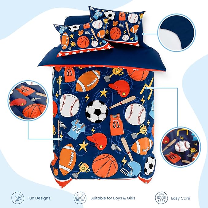 SANDJEST Sports Bedding Sets for Boys, Ultra Soft Microfiber Comforter Bed Set - Image 2