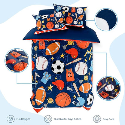 SANDJEST Sports Bedding Sets for Boys, Ultra Soft Microfiber Comforter Bed Set - Image 2