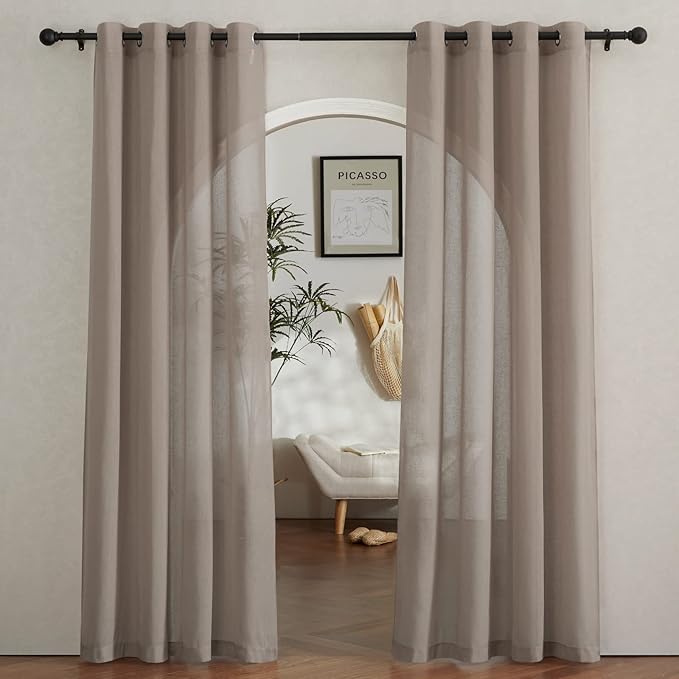 NICETOWN Sheer Linen Curtains for Windows 84 inch Length, Grommet Semi Balance by NICETOWN