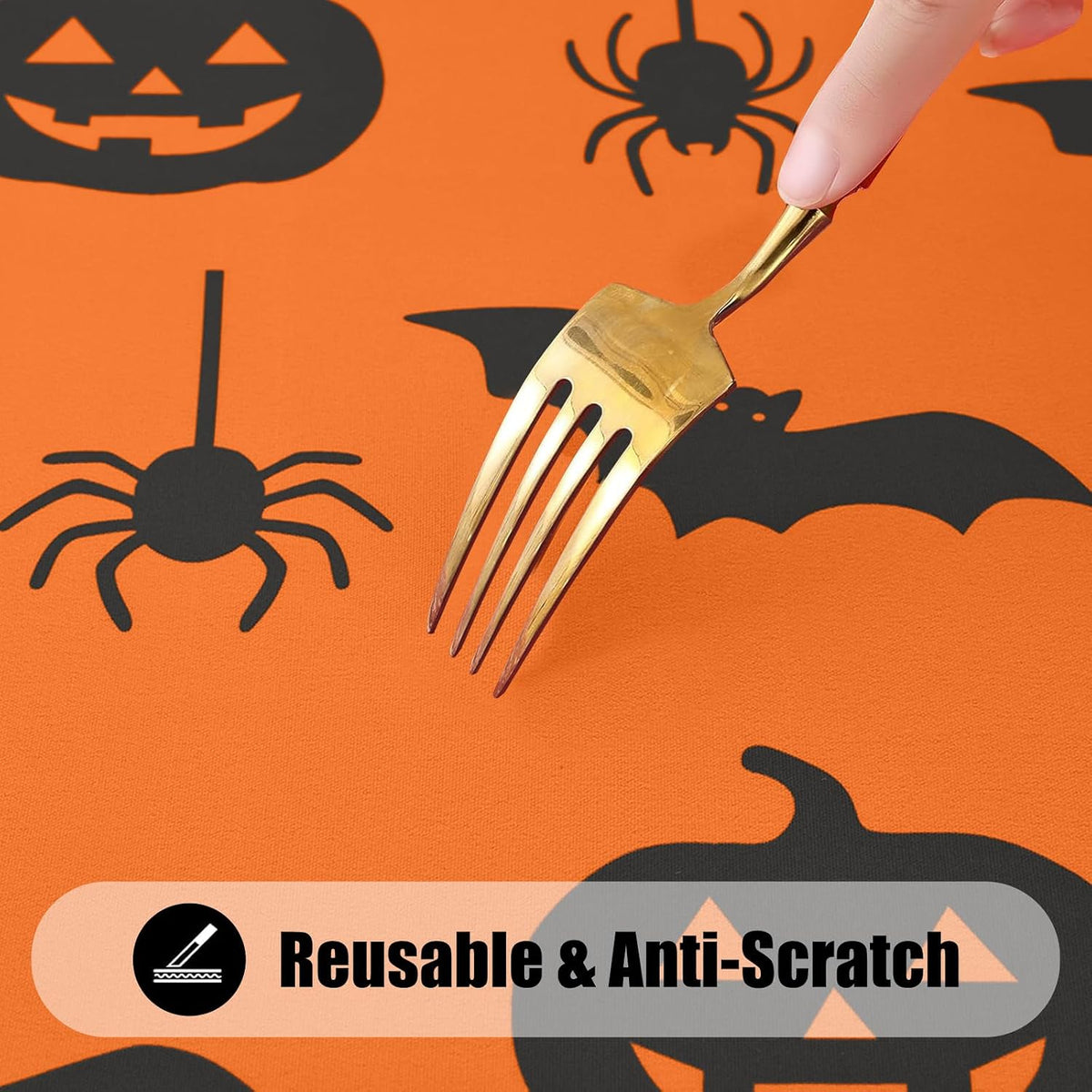 Smiry 2 Pack Rectangle Halloween Table Cloth, Waterproof Elastic Fitted Tablecloths, Washable Polyester Rectangular Patio Table Cover for Autumn Harvest Parties (Bat Pumpkin, 30"x96")