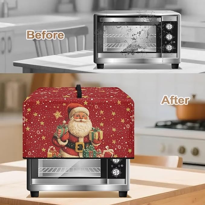 Microwave Oven Cover, Christmas Santa Claus Anti-Scratch Deep Fryer Cover - Image 4