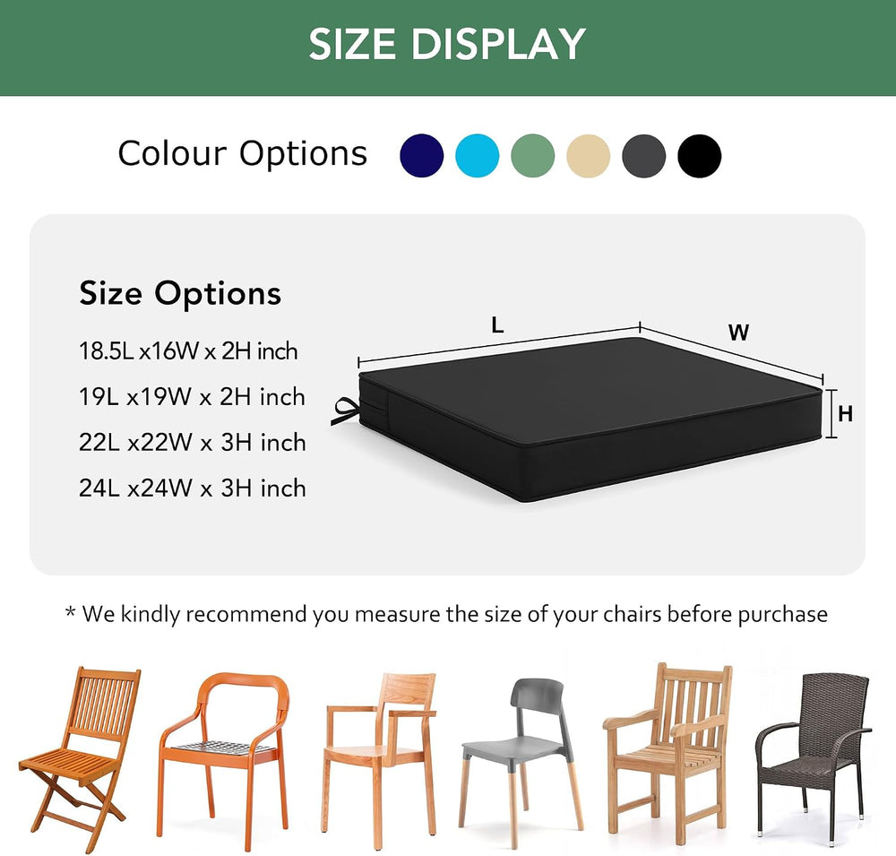 Outdoor Chair Cushions Set of 4: Waterproof & Fade Resistant Seat Cushion...