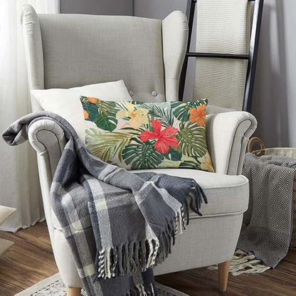 TKS MITLAN Hibiscus Flowers Pillow Cover 12x20 inch Summer Colorful Hawaiian - Image 3