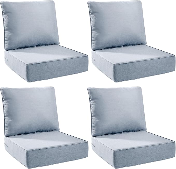 6" Thick Outdoor Cushions 24x24x6, 4-Set Deep Seat Patio Cushions by Pugire