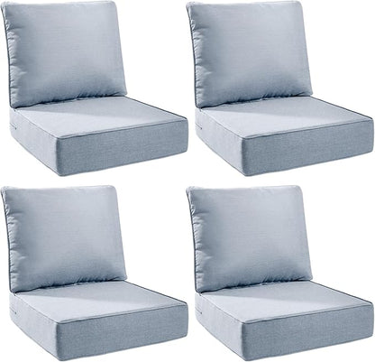 6" Thick Outdoor Cushions 24x24x6, 4-Set Deep Seat Patio Cushions by Pugire
