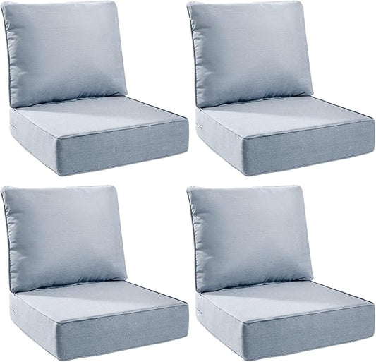 6" Thick Outdoor Cushions 24x24x6, 4-Set Deep Seat Patio Cushions by Pugire