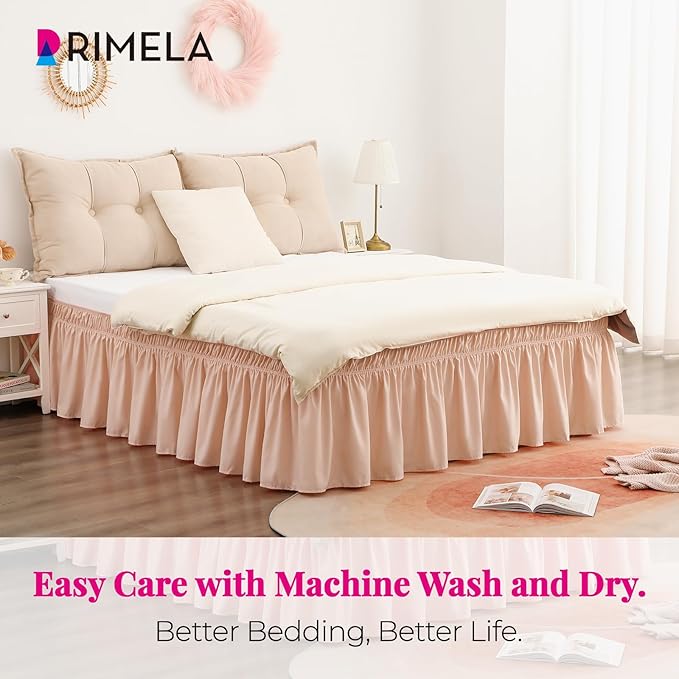 RIMELA Bed Skirt Queen Size 15 Inch Drop, Wrap Around Elastic Bedskirt Solid - Image 5