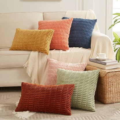 Fancy Homi 4 Packs Boho Coral Decorative Throw Pillow Covers 12x24 Inch - Image 6