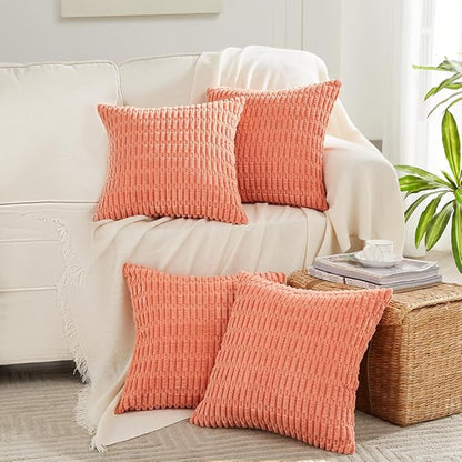 Fancy Homi 4 Packs Boho Coral Decorative Throw Pillow Covers 24x24 Inch by Fancy+Homi