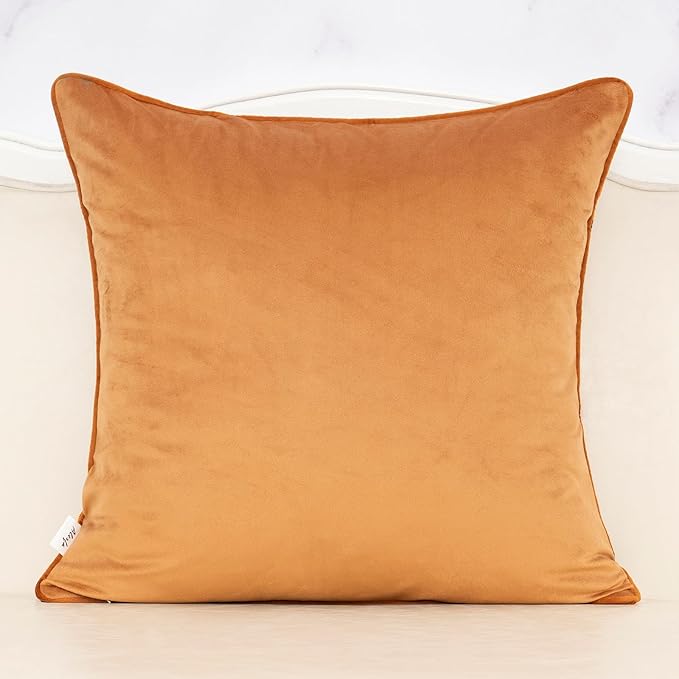 Alerfa Orange Floral Throw Pillow Cover 18 x 18 Inch Cut Velvet Sqaure Luxury - Image 2
