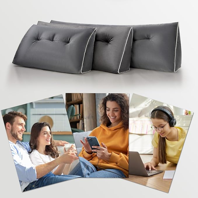 Headboard Wedge Pillows Twin/Twin XL, Ergonomic Bed Triangular Headboard Pillow - Image 7