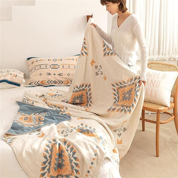 MSGKV Fall Blankets Cotton Throw Blanket 60''x 80'' Muslin Blanket - Image 7