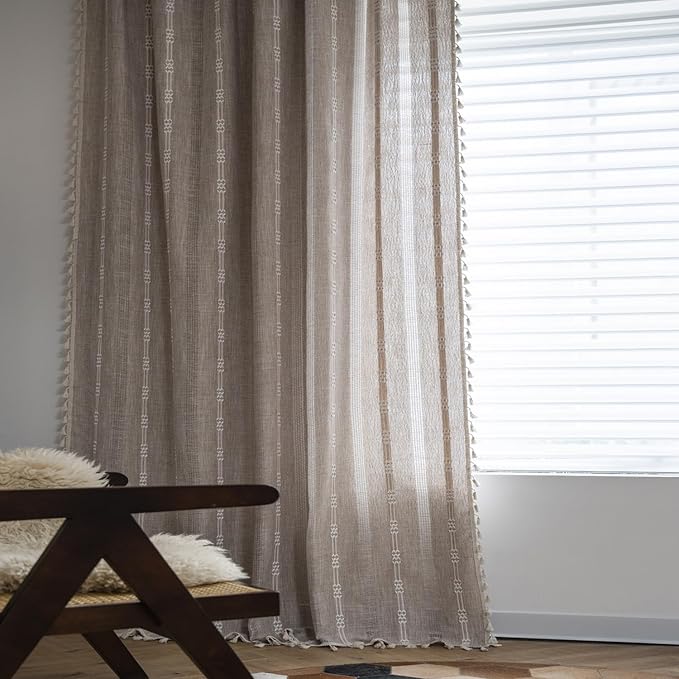 ColorBird Boho Curtains Farmhouse Linen Drapes - Image 6