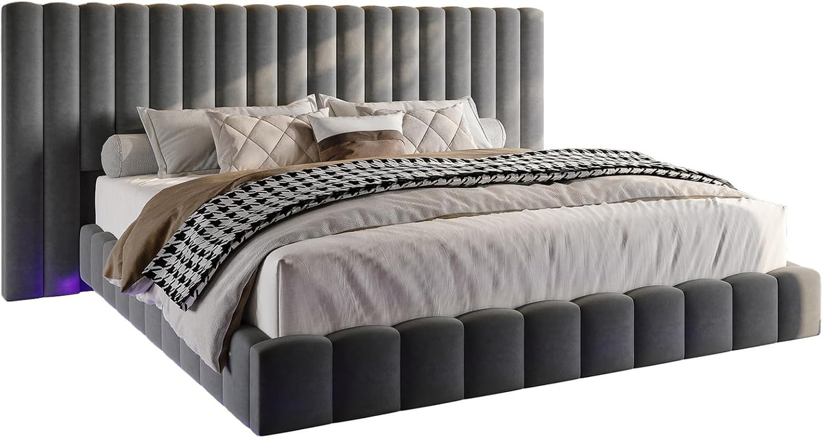 jocisland queen bed frame with 85" wide velvet, view 9