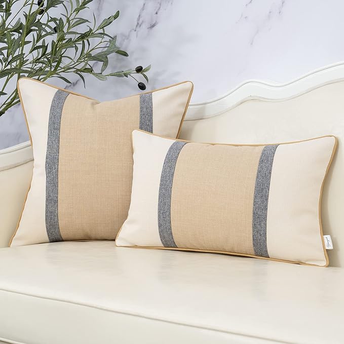 Yangest Patchwork Pillow Cover 12x20 Inch Luxury Cotton and Linen Cushion Cover - Image 5