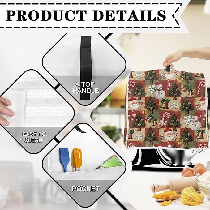 Christmas Stand Mixer Cover 4.5-5Qt Retro Mixer Cover Washable Anti-Stain - Image 5