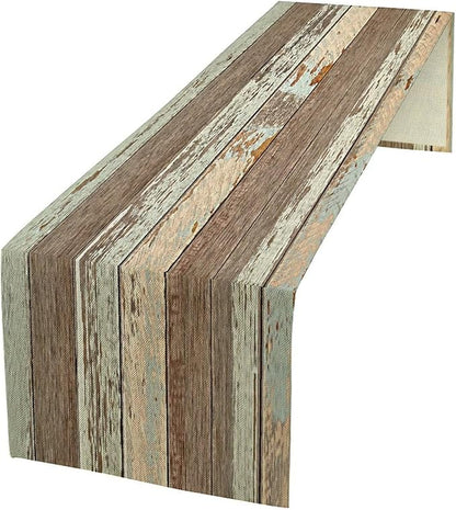 Rustic Wood Table Runner Brown Wooden Blue Wood Plank Board Panel Reducing The by ZhiRain