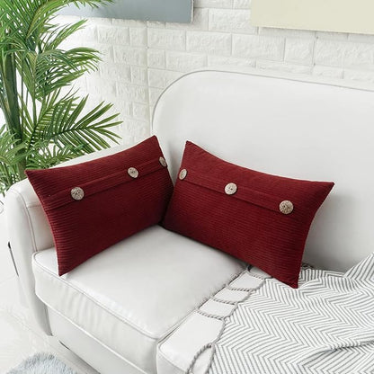HWY 50 Burgundy Red Chenille Throw Pillow Covers 12x20 Inch - Image 4