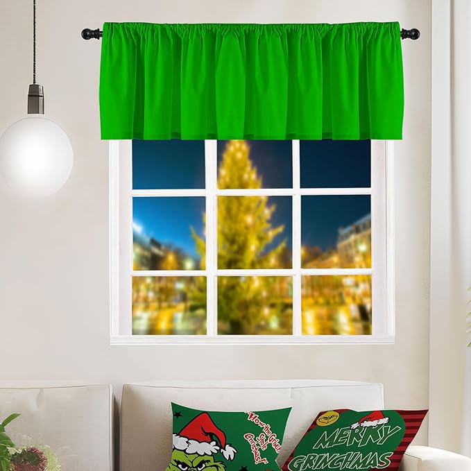 2 Panels Christmas Green Curtain Valances - Image 4