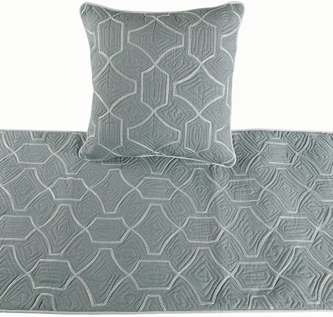 The HomeCentric King Queen Twin Grey Blue Bed Runner - Image 2