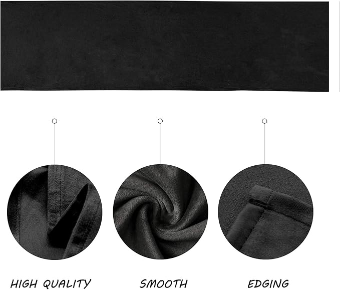 BALCONY & FALCON Velvet Table Runner 14"x71" Black Luxury Machine Washable - Image 2