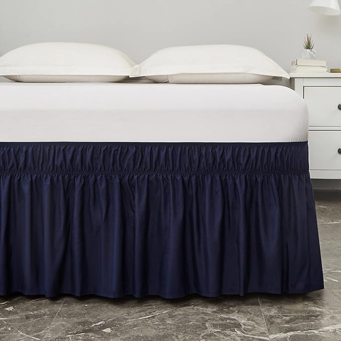 MEILA Wrap Around Bed Skirt Three Fabric Sides Elastic Dust Ruffled 18 Inch - Image 3