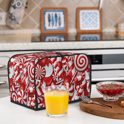 Red And White Christmas Candy Canes 2 Slice Toaster Cover, Waterproof Toaster - Image 7