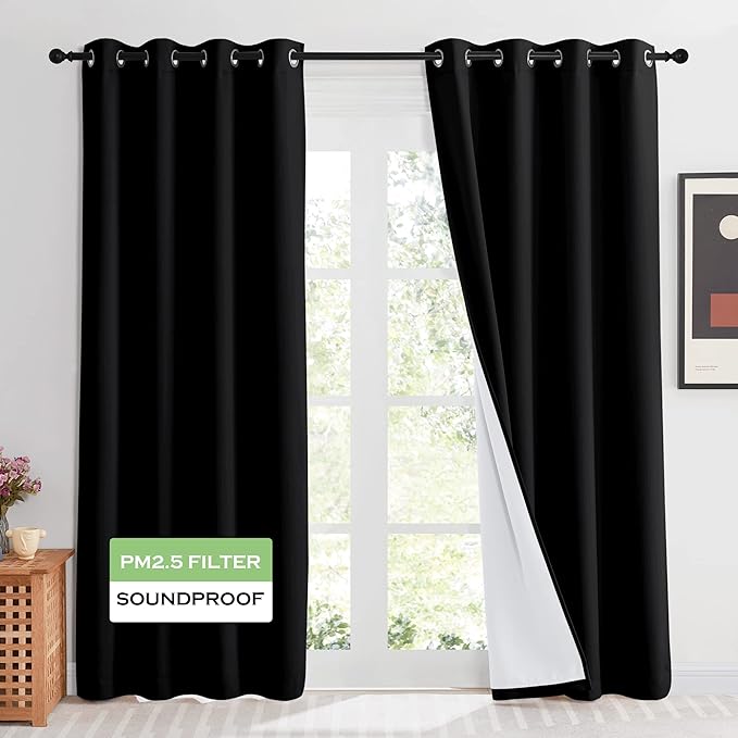 KGORGE Soundproof & Dust Particle Filtering Curtains 100% Blackout Window Cover by KGORGE