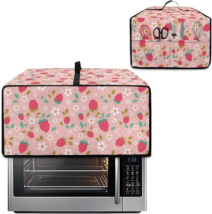 Pink Strawberry Cherry Blossom Print Microwave Oven Dust Cover Toaster Oven - Image 2