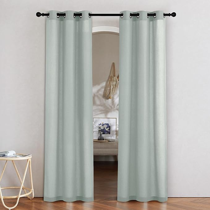 NICETOWN Sage Green Linen Doorway Curtains 80 inches Long, Grommet Thick Linen by NICETOWN