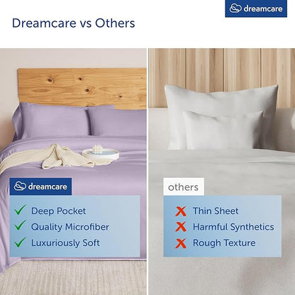 DREAMCARE Queen Sheet Set – 4 pcs Cooling Sheets – up to 21” Extra Deep Pocket - Image 8