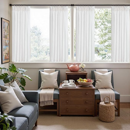 jinchan Pinch Pleated Linen Blend Curtains 54 Inch 2 Panels Light Filtering - Image 3