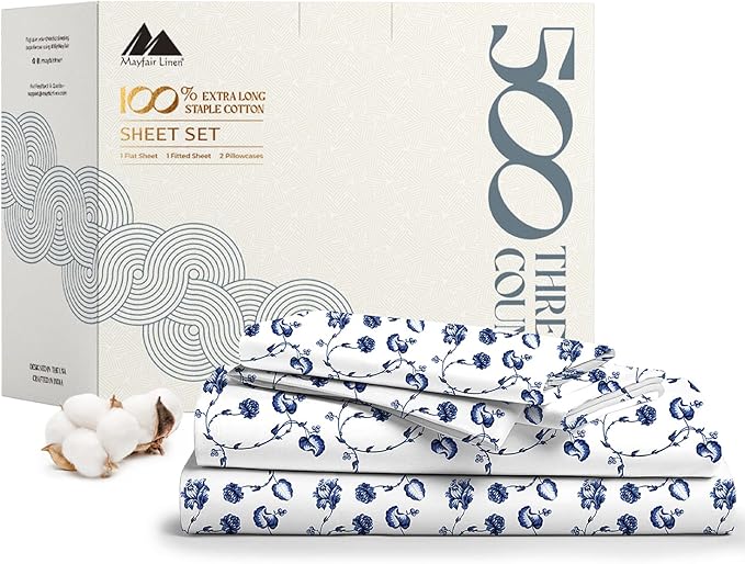 Mayfair Linen 100% Cotton Printed Bed Sheets Twin Size Set by MayfairLinen