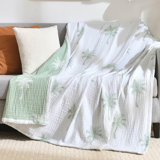 100% cotton muslin throw blanket king 104"x92", vintage, main product view