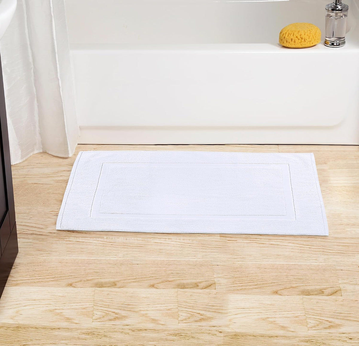 utopia towels cotton bath mat, 21x34 in, 2 shown in use