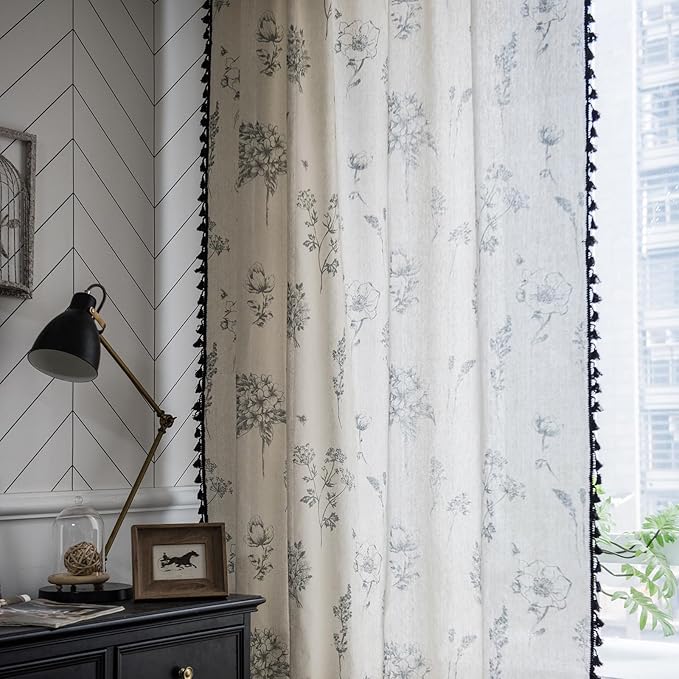 Boho Curtains 96 Inch Length 2 Panels Farmhouse Living Room Semi Sheer Drapes - Image 6