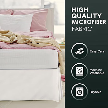 Pleated Bed Skirt King Size, Split Corners, Wrinkle-Resistant Microfiber - Image 6