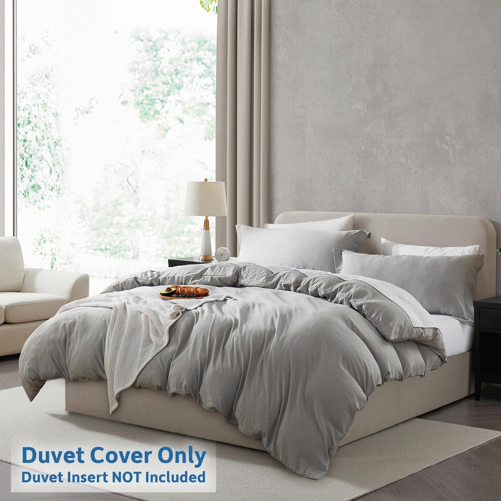 Nestl Light Grey Duvet Cover King Size - Soft Double Brushed King Duvet Cover...