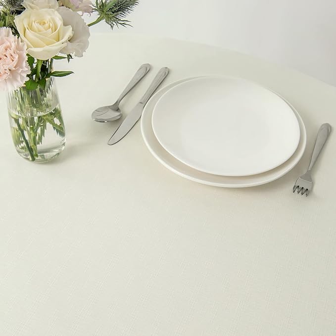 maxmill Round Linen Looking Textured Tablecloth Spill-Proof Wrinkle Free Soft - Image 5